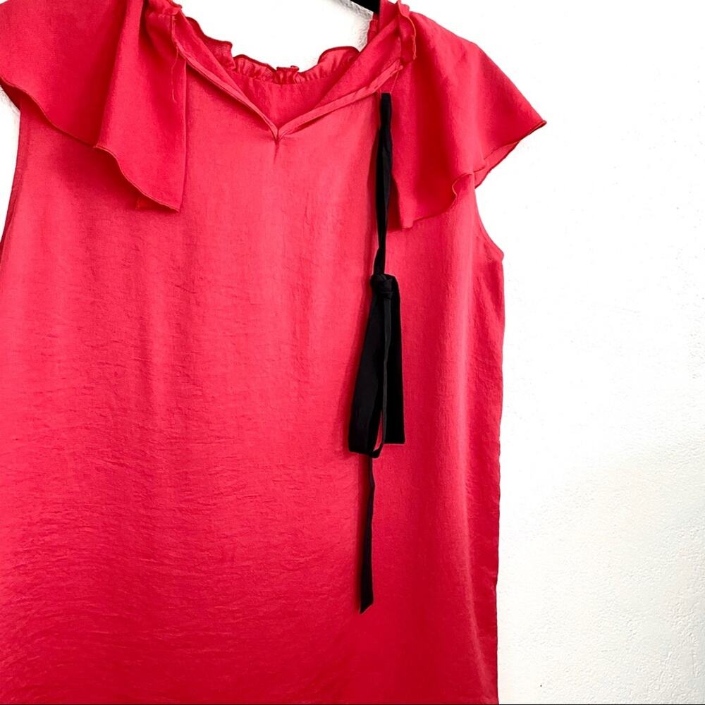 NWT maje Lierro Ruffle Overlay Rouge Top Size Medium - Picture 10 of 14